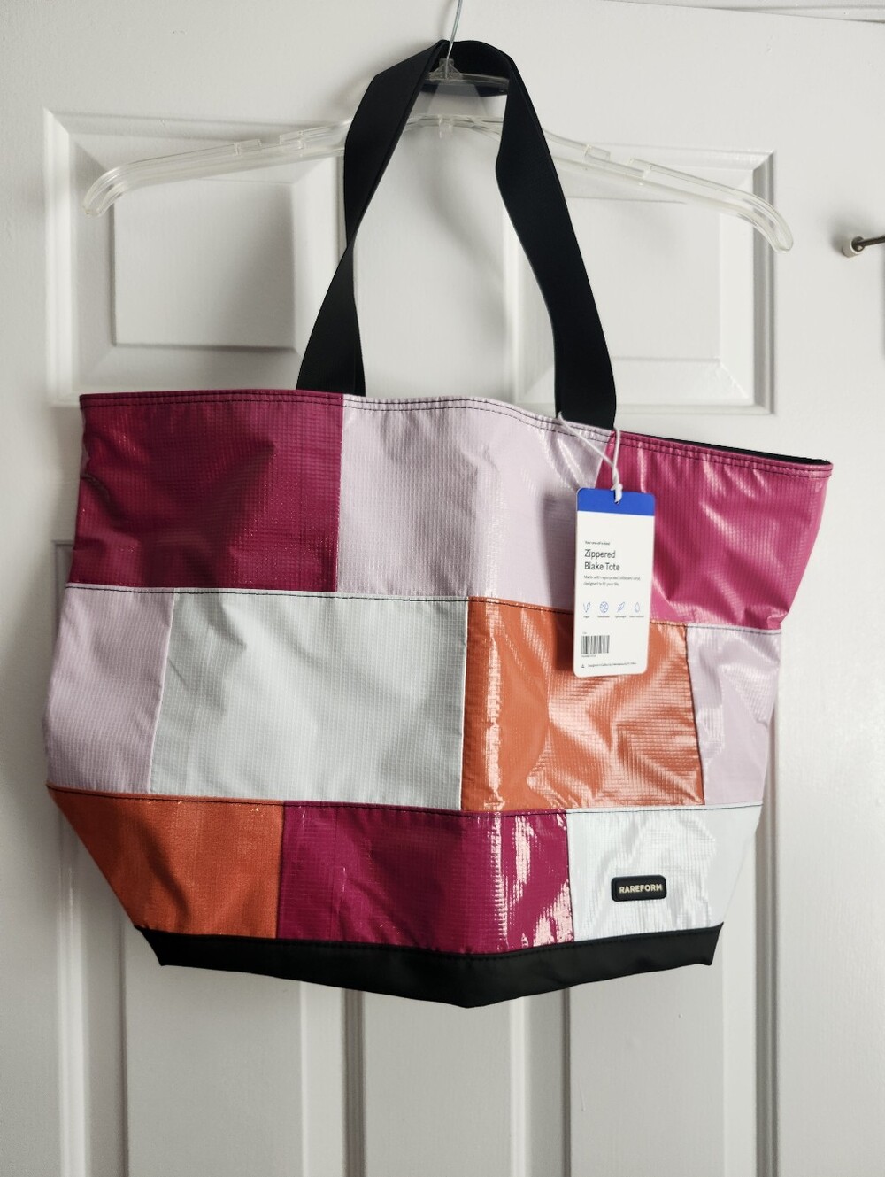 Rareform Pink & Orange Patchwork Zippered Tote